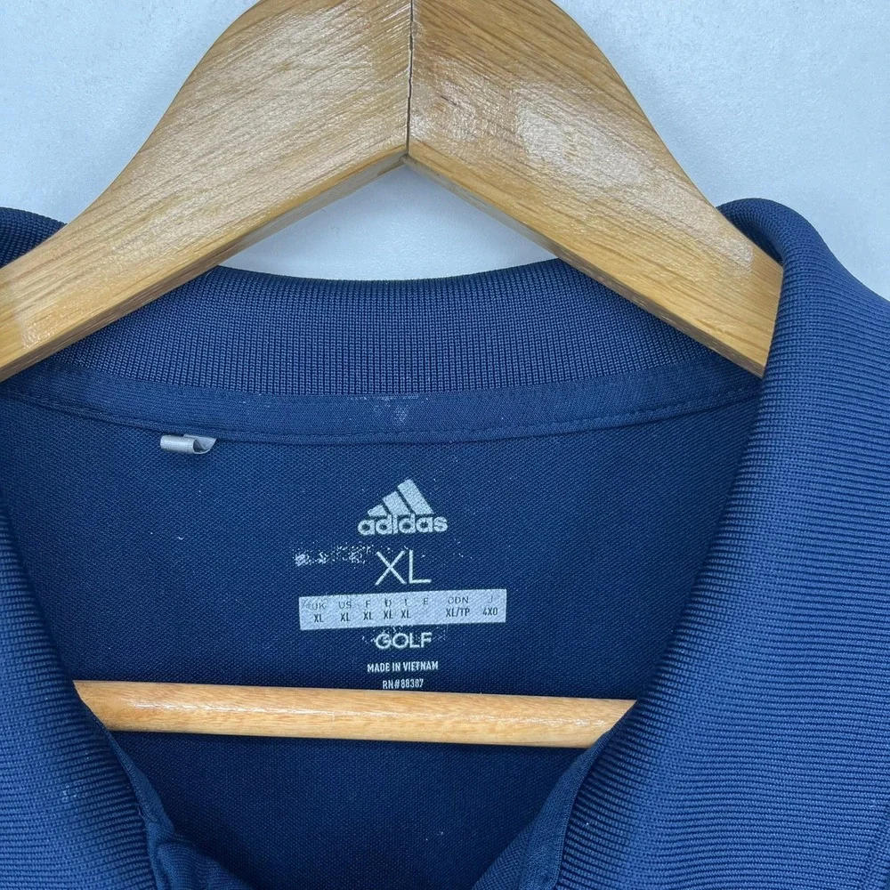 Adidas Golf Mens XL Navy Blue Pasatiempo Polo Shirt Short Sleeve Sport